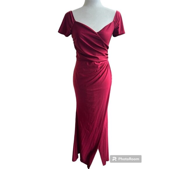 Unbranded Dresses & Skirts - Gorgeous Prom Formal Wedding Dress Burgundy Gown Size M High Slit